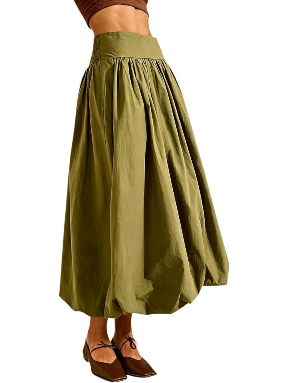 Y2K Bubble Maxi Skirt - Low Elastic Waist, A-Line, Ruffle Pleated, Summer Casual